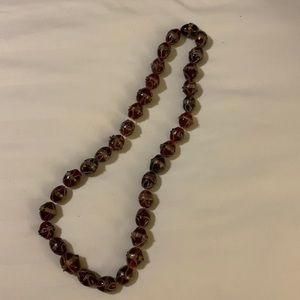 New Brown and Red Tone Glass Beaded Necklace
